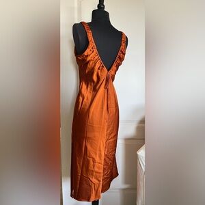 Women's Strappy V-Neck Midi Slip Dress - Future Collective Rust Small